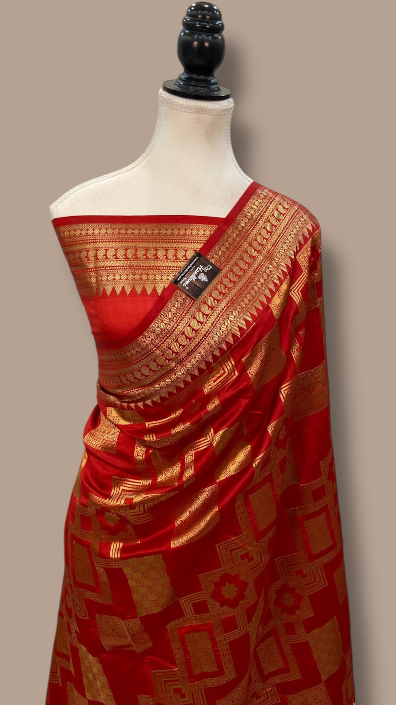 Pure Chiniya Silk Khaddi Handloom Banarasi Saree - The Handlooms