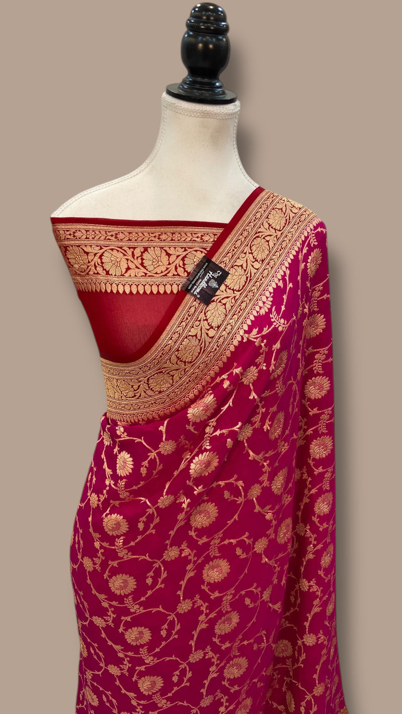 Pure Khaddi Georgette Banarasi Saree -  Gold zari - The Handlooms