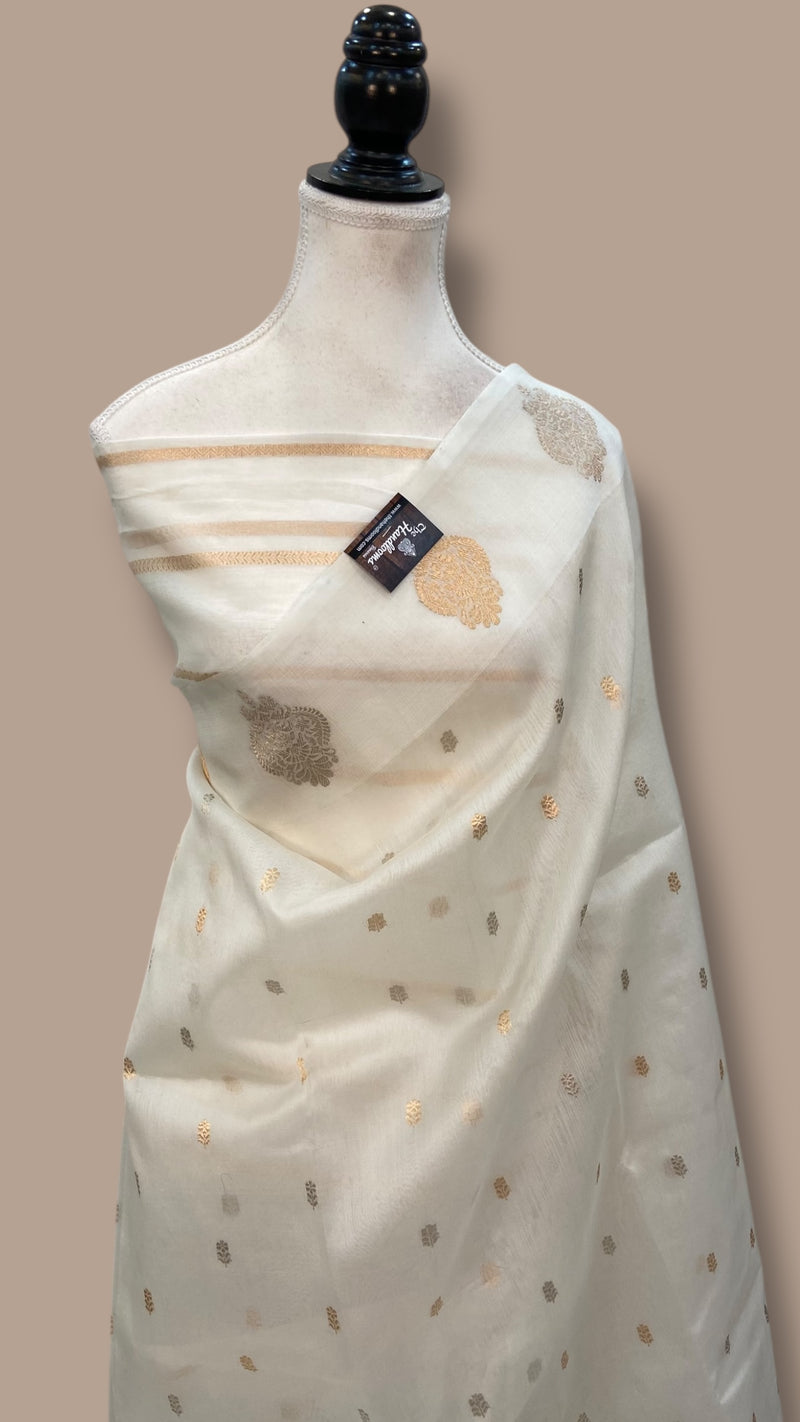 Pure Kora Handloom Banarasi Saree With Sona Roopa - The Handlooms