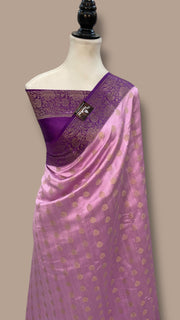 Lilac Pure Chiniya Silk Handloom Banarasi Saree - The Handlooms