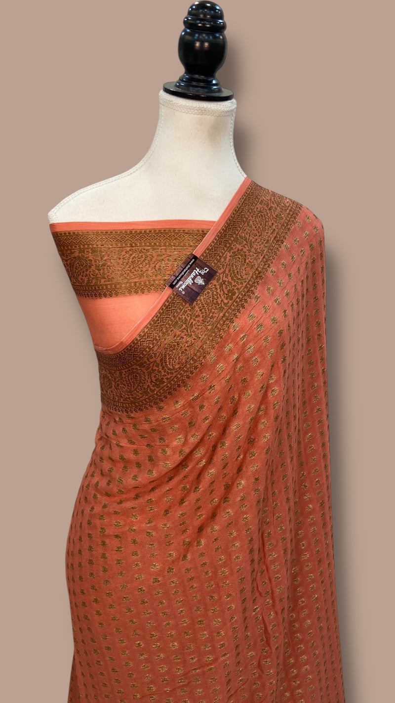 Pure Chiffon Khaddi Banarasi Saree - The Handlooms