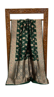 Pure Katan Silk Banarasi Handloom Saree - All Over Jaal Work - With Meenakari - The Handlooms