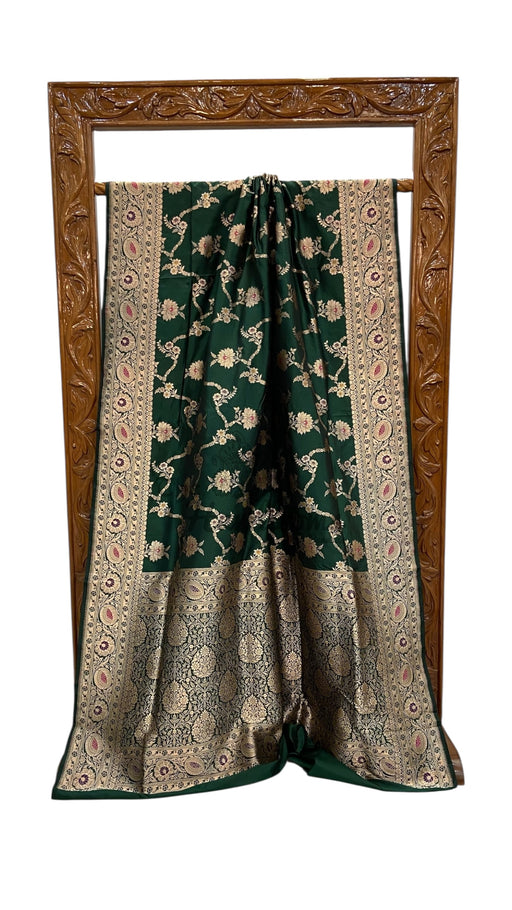 Pure Katan Silk Banarasi Handloom Saree - All Over Jaal Work - With Meenakari - The Handlooms
