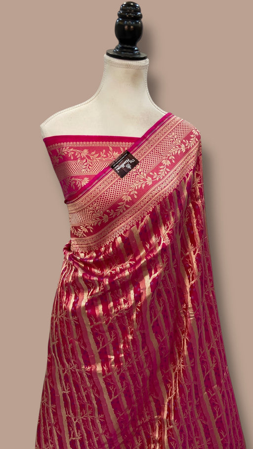 Midnight Forest Pure Katan Silk Banarasi Handloom Saree - All Over Jaal Work - The Handlooms