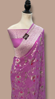 Khaddi Georgette Handloom Banarasi Saree - All Over Jaal Work With Meenakari - The Handlooms