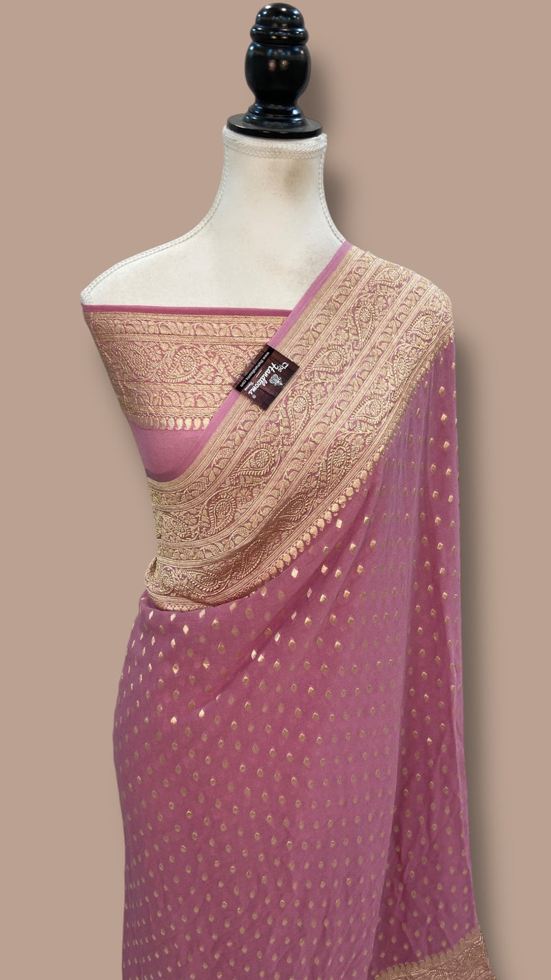 Khaddi Georgette Handloom Banarasi Saree - The Handlooms