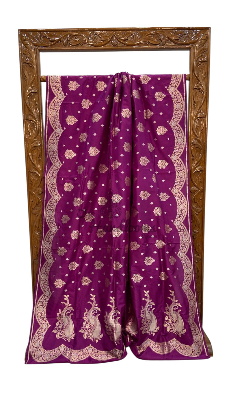 Pure Katan Silk Banarasi Handloom Saree - All Over Sona Roopa Jaal Work - The Handlooms
