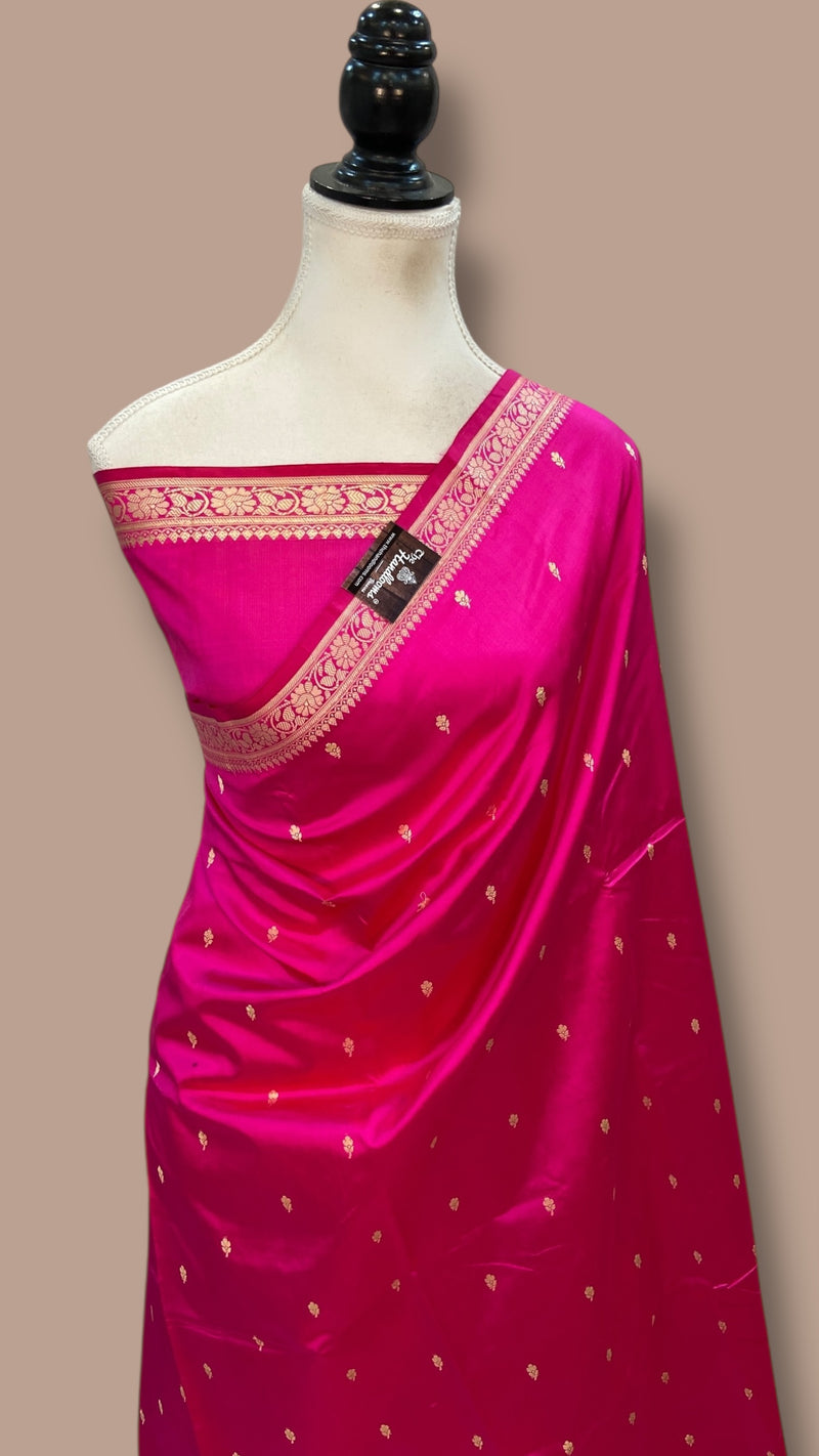 Pure Katan Silk Reshmi Zari Banarasi Handloom Saree - The Handlooms