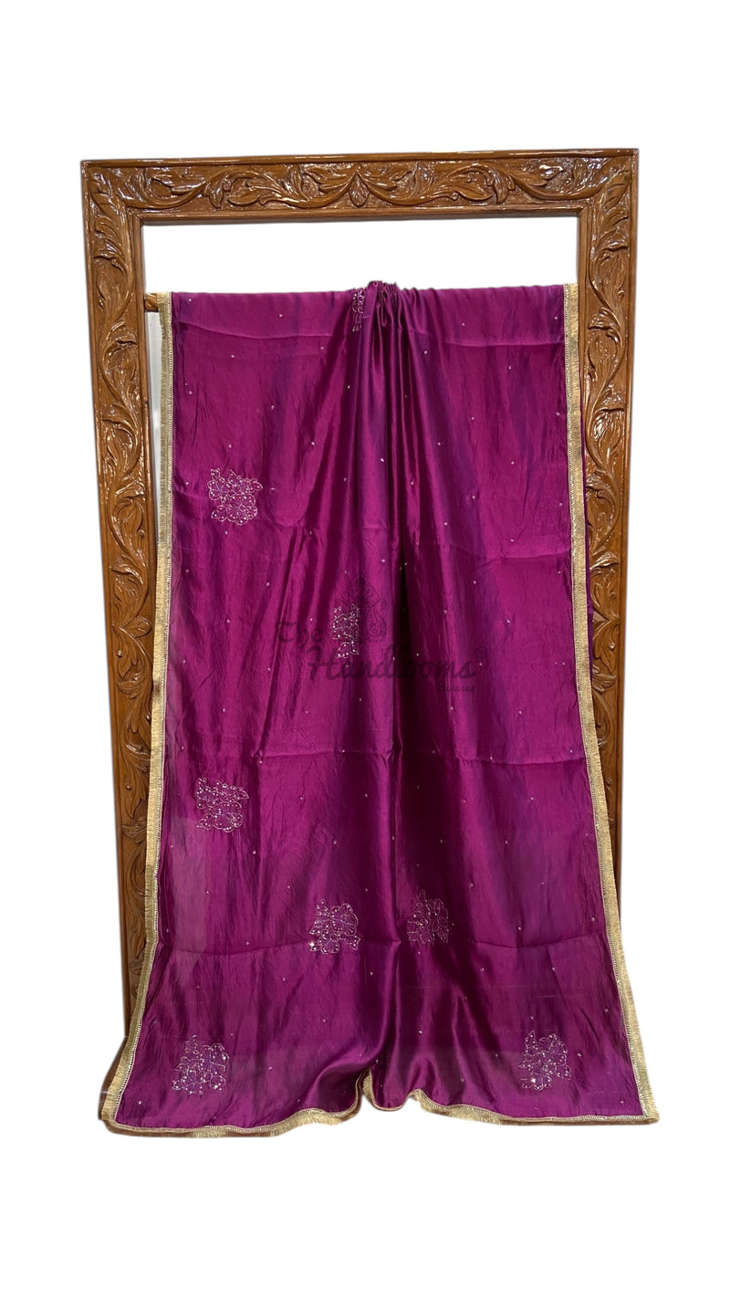Pure Dupion Silk Handloom Banarasi Saree - Handwork