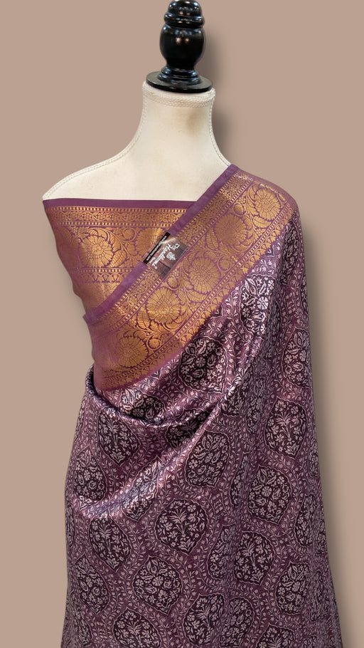 Pure Mango Silk Banarasi Handlokom Saree With Digital Print - The Handlooms