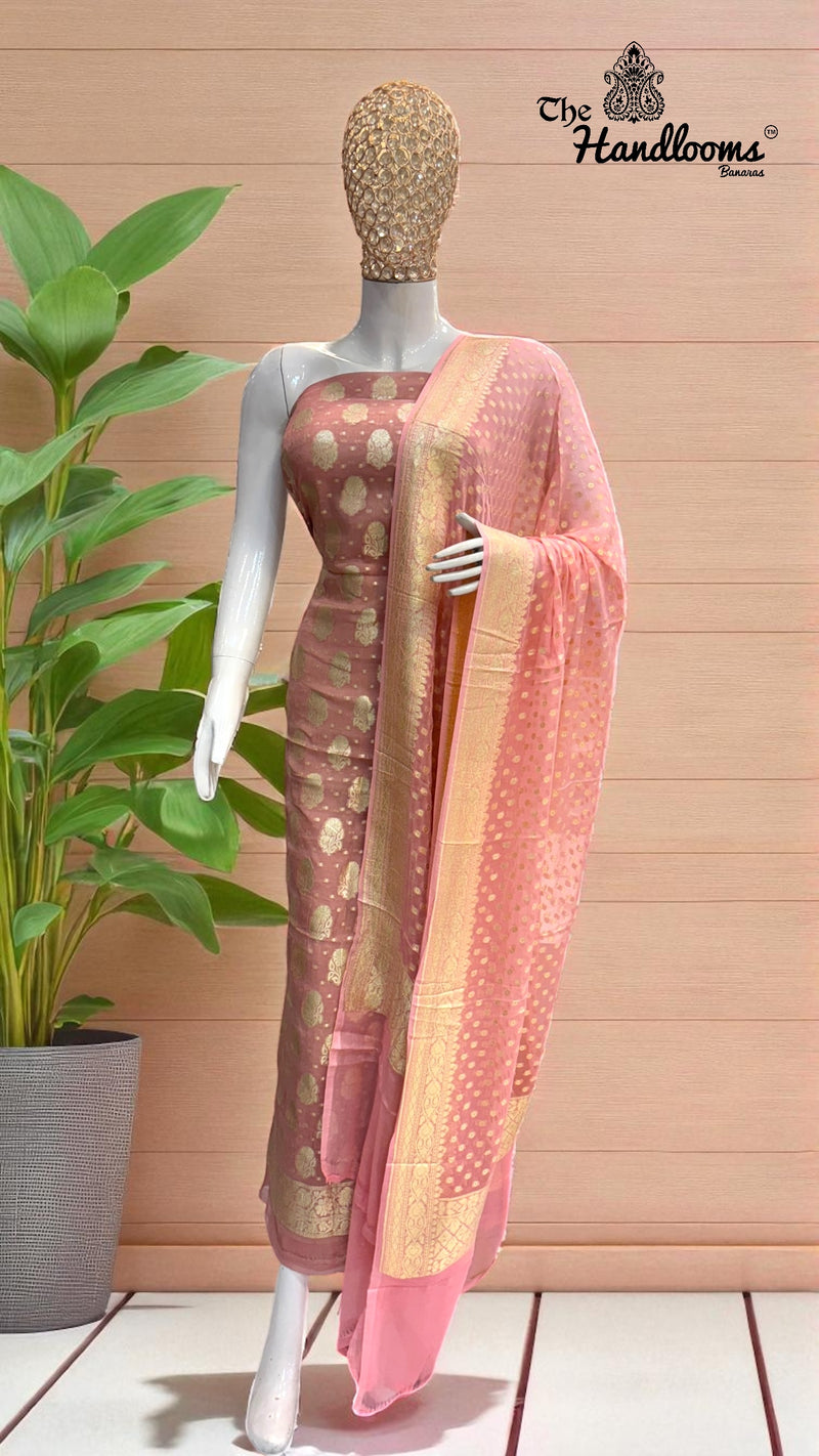 Tissue Khaddi Georgette Banarasi Dress material - The Handlooms