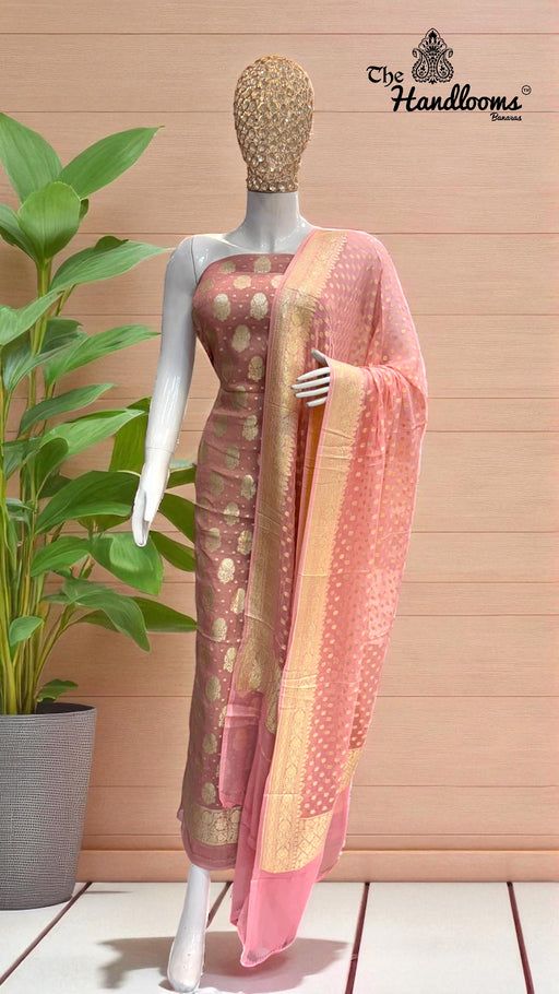 Tissue Khaddi Georgette Banarasi Dress material - The Handlooms