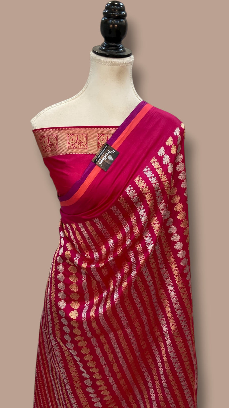 Rani Nita Ambani Pure Katan Silk Banarasi Handloom Saree - All over Jaal work - With Meenakari - The Handlooms