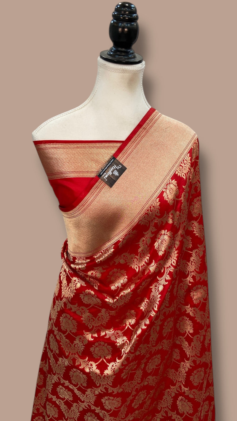 Pure Katan Silk Banarasi Handloom Saree - All Over Jaal Work