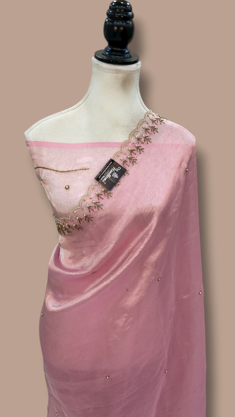 Pure Kora Tissue Handloom Banarasi Saree - Handwork - The Handlooms