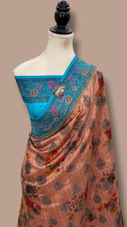 Pure Chiniya Silk Handloom Banarasi Saree Digital Print - The Handlooms