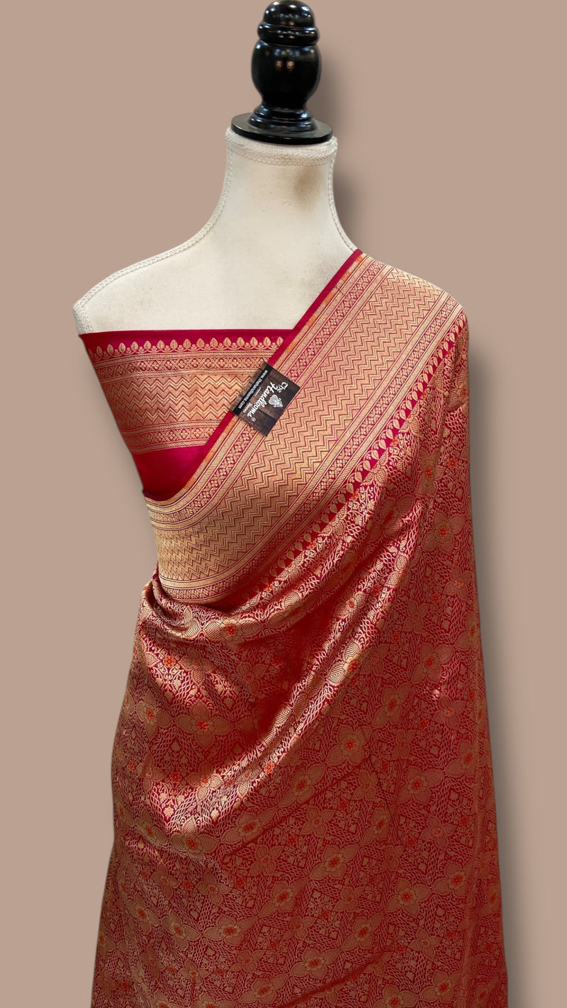 Regal Pure Katan Silk Banarasi Saree – Handwoven Tanchui Brocade With Meenakari Work
