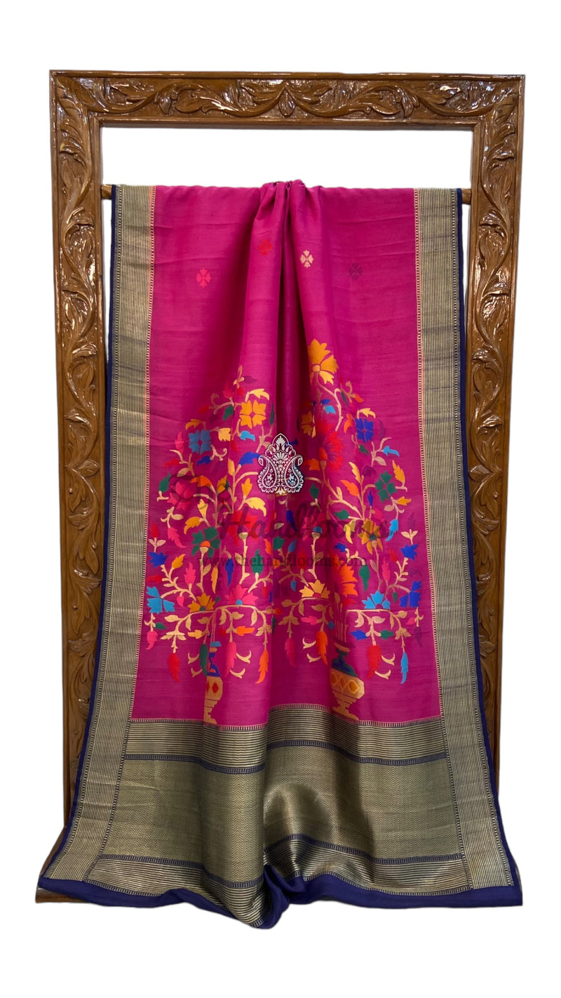 Pure Desi Tussar Handloom Banarasi Saree - All over kadua Weaving - The Handlooms