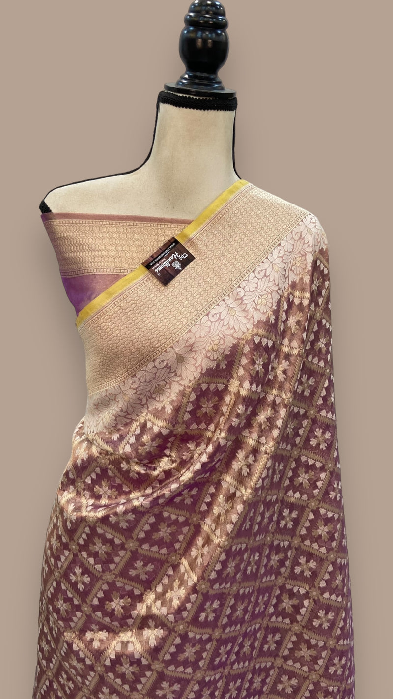 Pure Tissue Reshmi Zari Banarasi Brocade Handloom Saree - The Handlooms