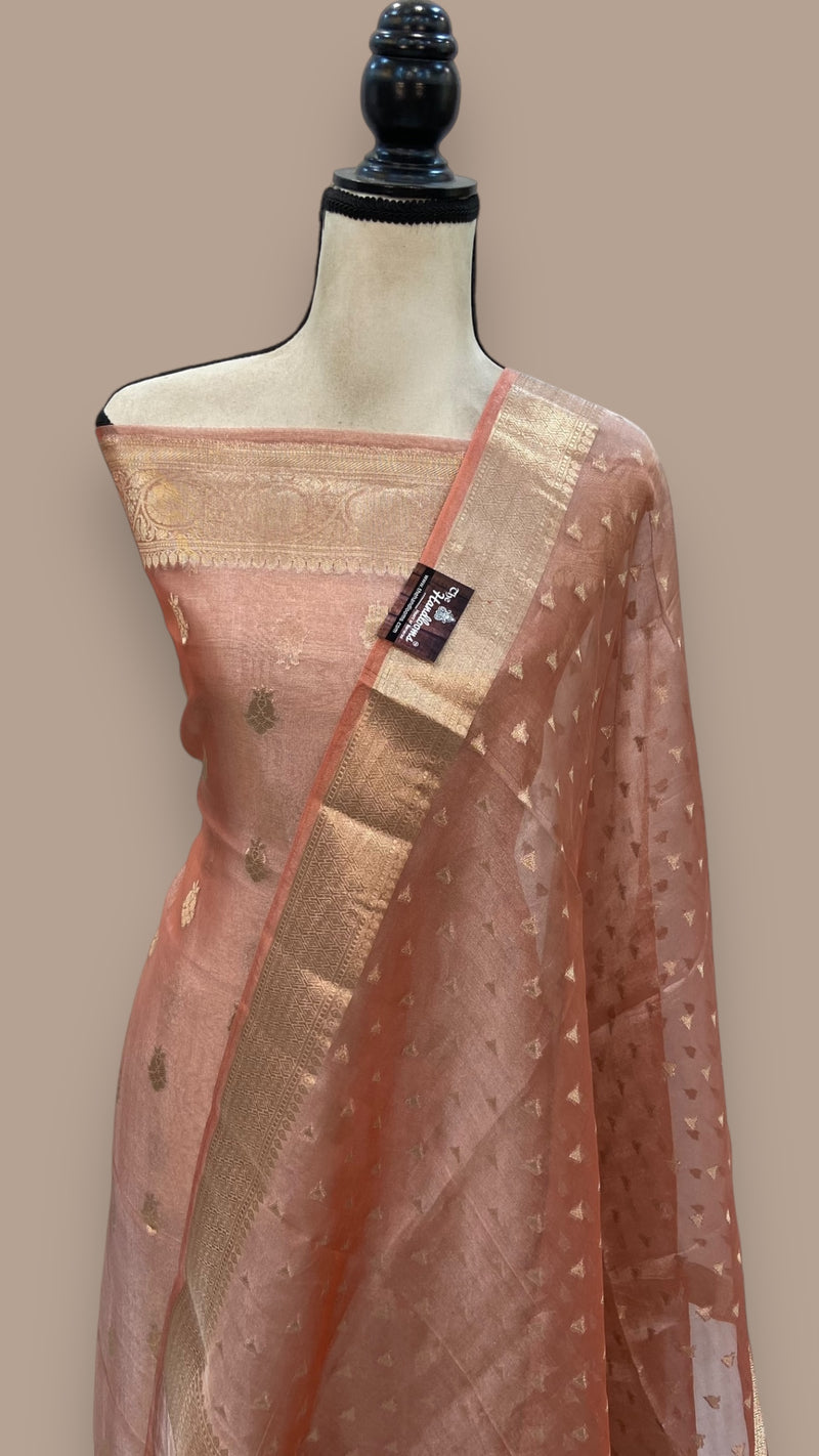 Pure Kora Tissue Handloom Banarasi Dress material - The Handlooms