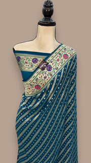 Pure Georgette Banarasi Handloom Saree - with meenakari work - The Handlooms
