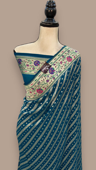 Pure Georgette Banarasi Handloom Saree - with meenakari work