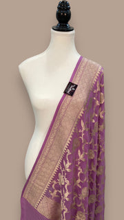 Pure Khaddi Georgette Dupatta - water zari - The Handlooms