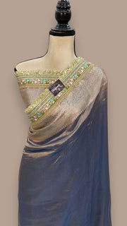 Pure Kora Tissue Handloom Banarasi Saree With Lace - The Handlooms