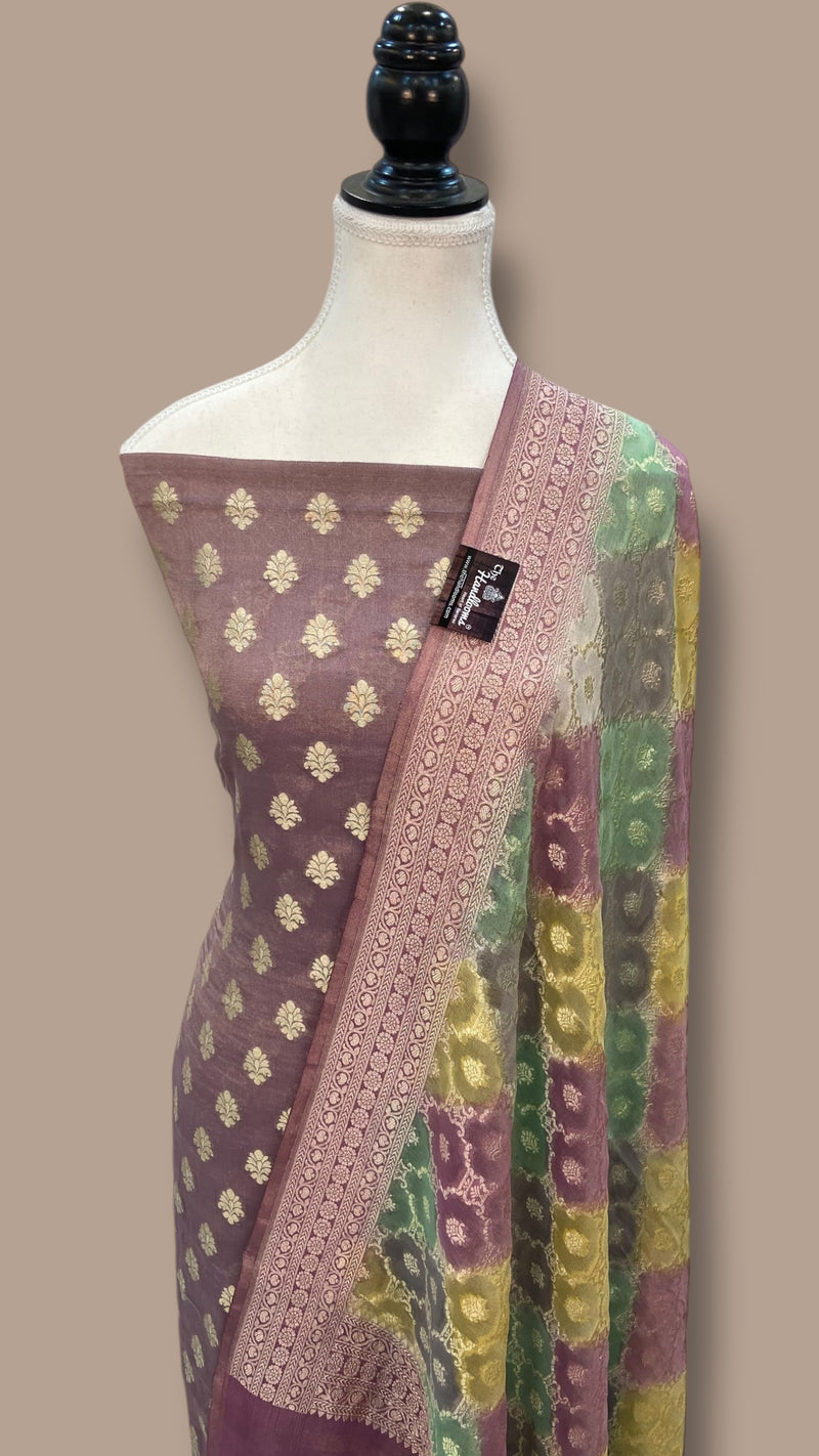 Tissue Khaddi Georgette Banarasi Dress material - The Handlooms