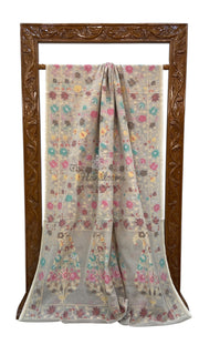 Pure Cotton Jamdani Handloom Banarasi Saree - The Handlooms