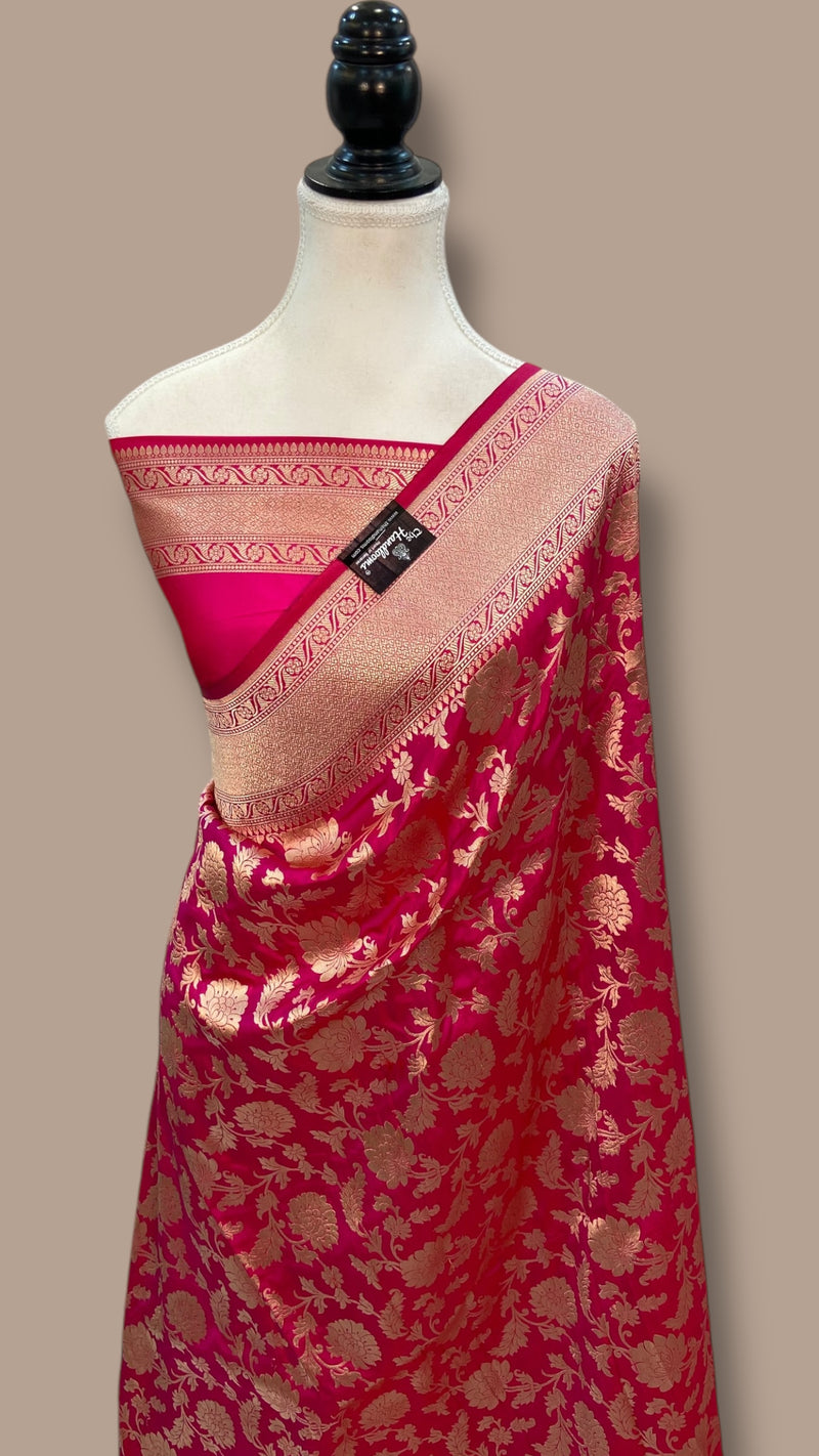 Pure Katan Silk Banarasi Handloom Saree - All over Jaal work - The Handlooms