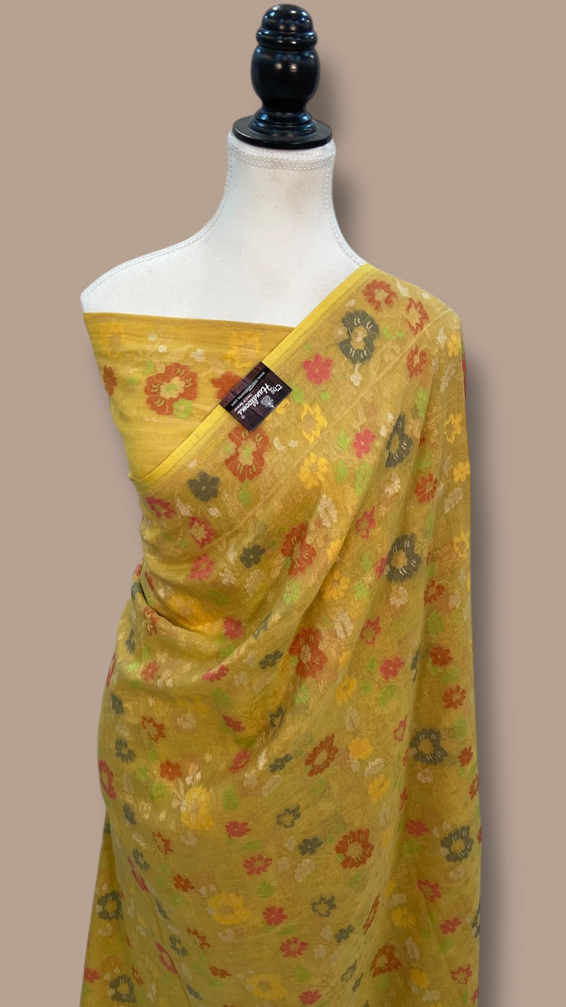 Pure Cotton Jamdani Handloom Banarasi Saree - The Handlooms