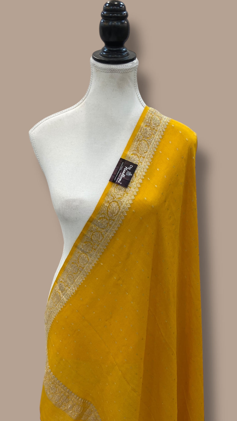 Pure Moonga Handloom Dupatta - Water Zari - The Handlooms