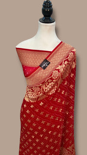Pure Georgette Banarasi Bandhej Handloom Saree - The Handlooms
