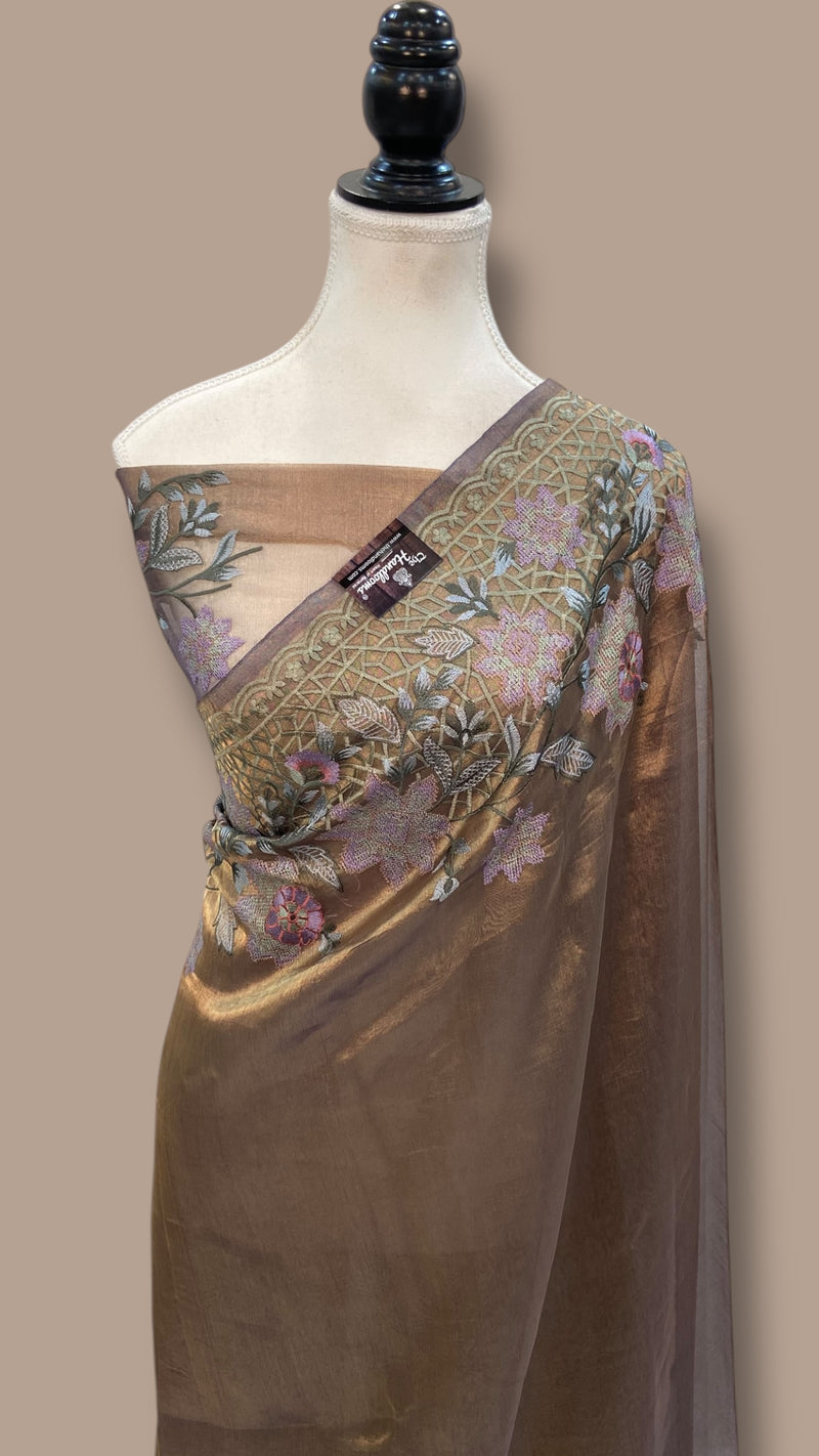 Pure Tissue Handloom Banarasi Saree With Chikankari - The Handlooms