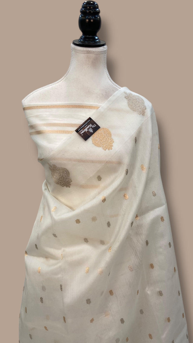 Pure Kora Handloom Banarasi Saree With Sona Roopa - The Handlooms