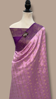 Lilac Pure Chiniya Silk Handloom Banarasi Saree - The Handlooms