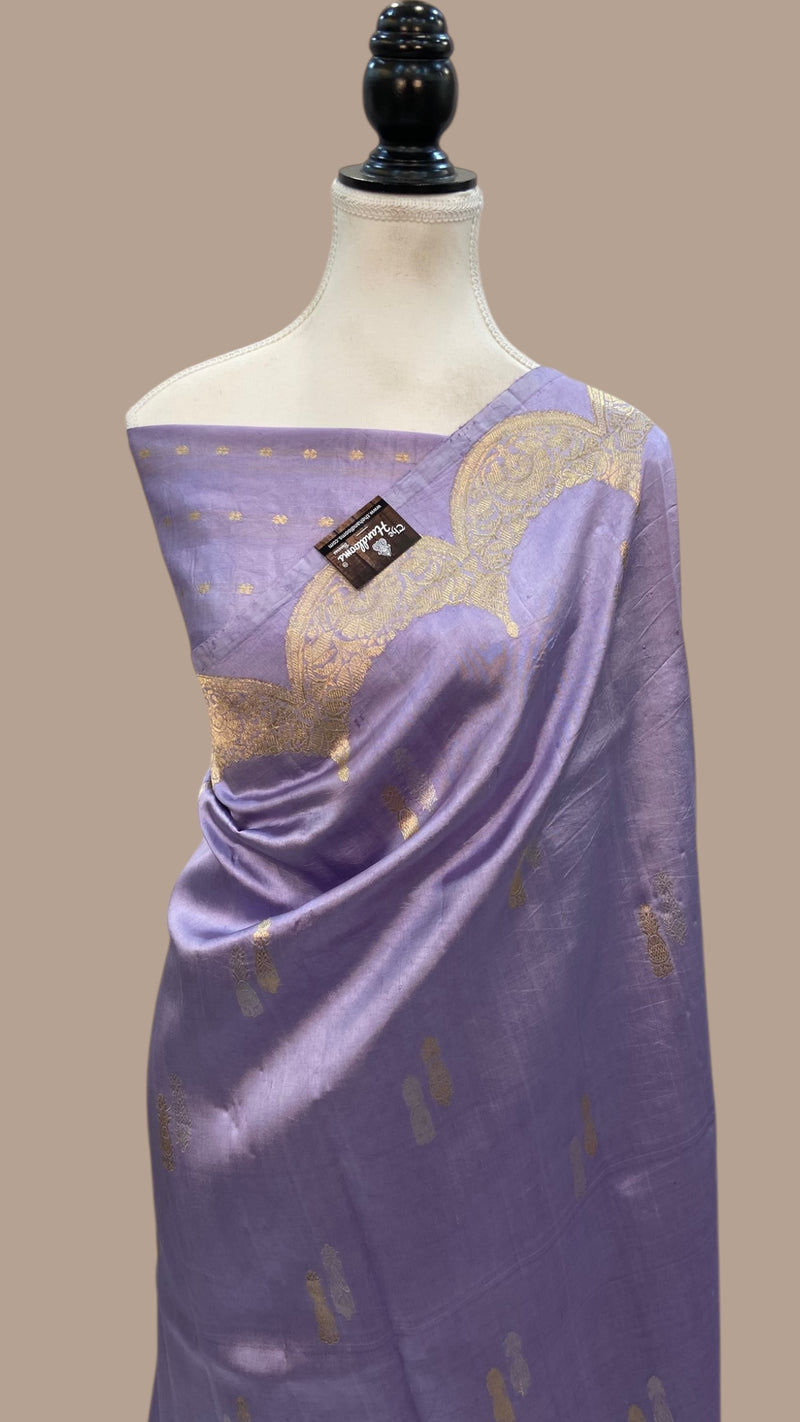 Pure Katan Silk Banarasi Handloom Saree - All over Sona Roopa Kadua motifs - The Handlooms