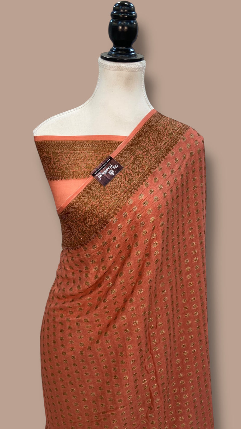 Pure Chiffon Khaddi Banarasi Saree - The Handlooms