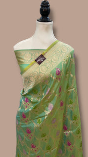 Pure Katan Silk Banarasi Handloom Saree - All over Jaal work With Meenakari - The Handlooms
