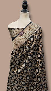 Pure Katan Silk Banarasi Handloom Saree - All Over Sona Roopa Jaal Work - The Handlooms