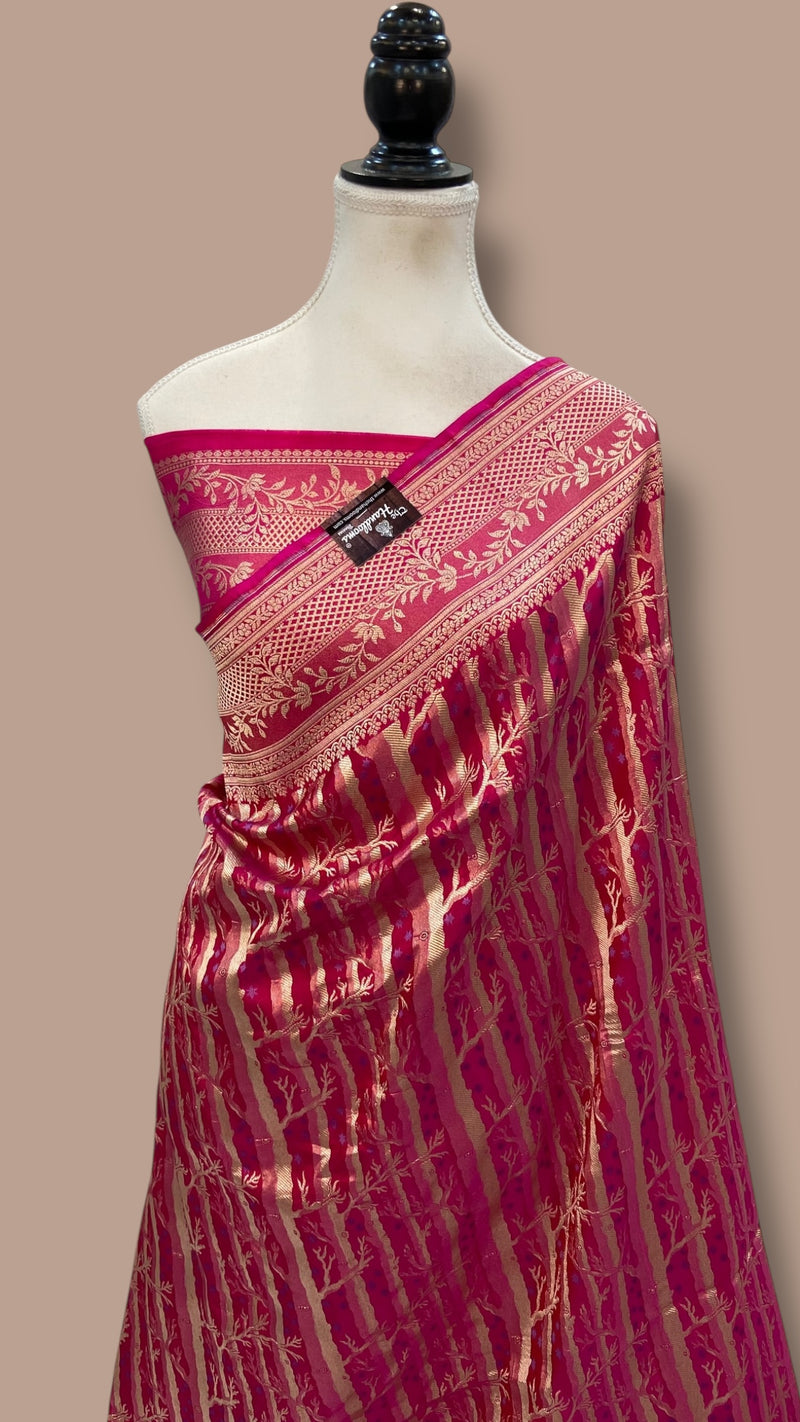 Midnight Forest Pure Katan Silk Banarasi Handloom Saree - All Over Jaal Work - The Handlooms