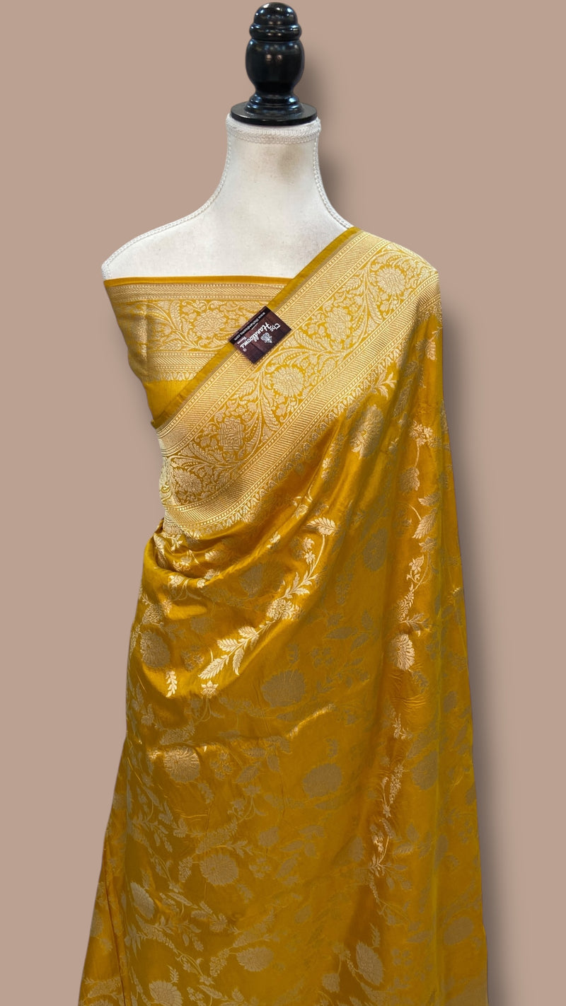 Pure Katan Silk Banarasi Handloom Saree - All Over Jaal Work - The Handlooms