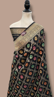 Pure Katan Silk Banarasi Handloom Saree - All over Jaal work With Meenakari - The Handlooms