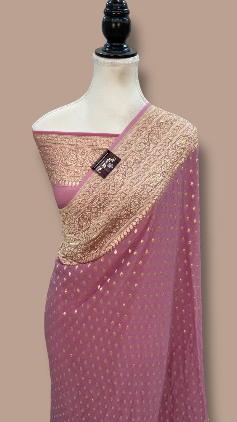 Khaddi Georgette Handloom Banarasi Saree - The Handlooms