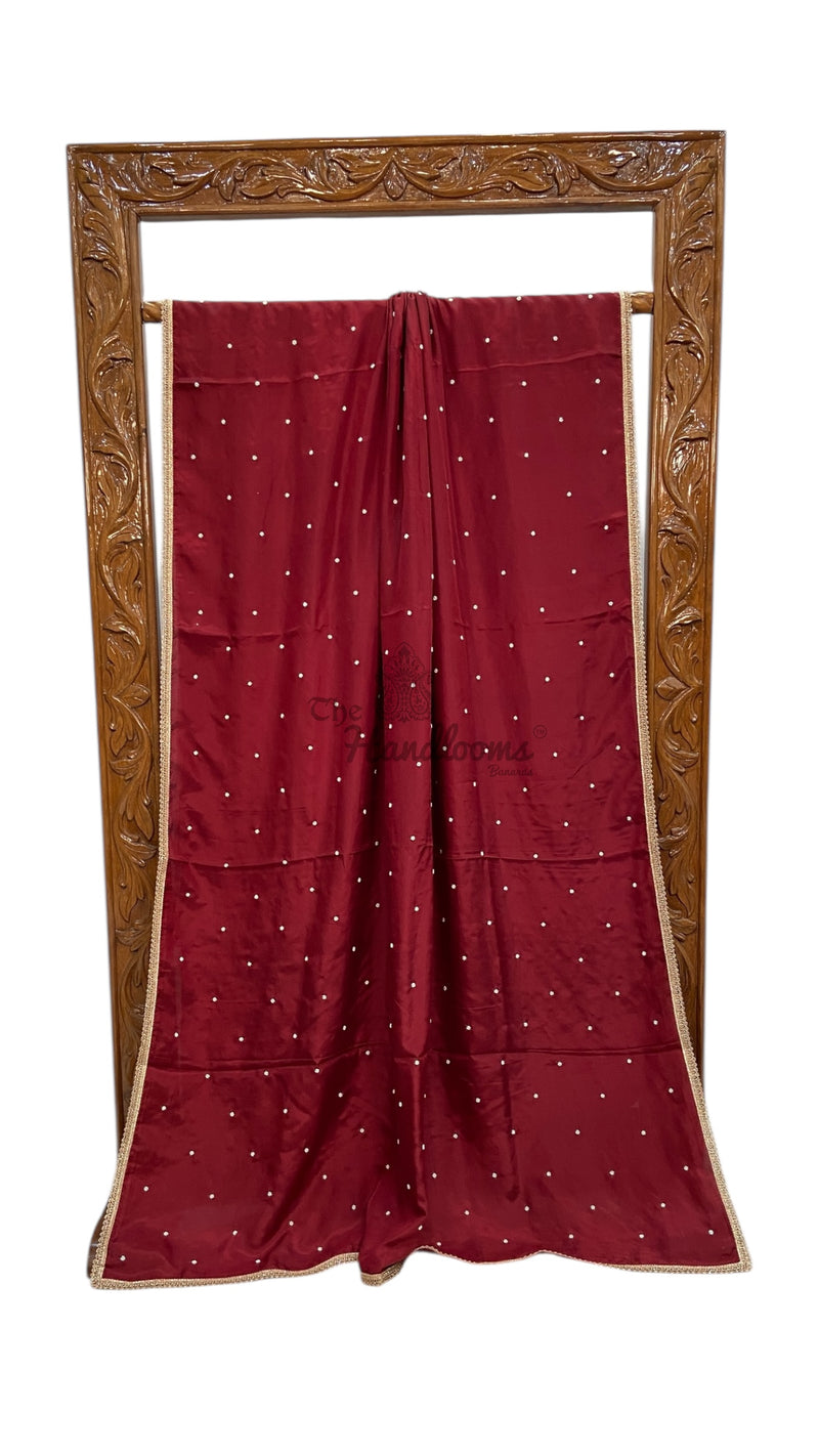 Pure Crepe Silk Handloom Banarasi Saree with Handwork