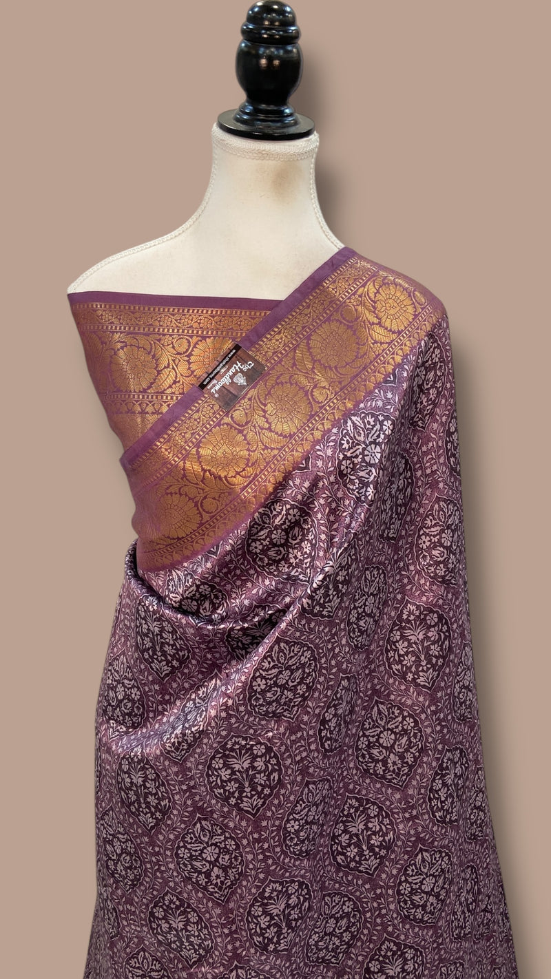 Pure Mango Silk Banarasi Handlokom Saree With Digital Print - The Handlooms
