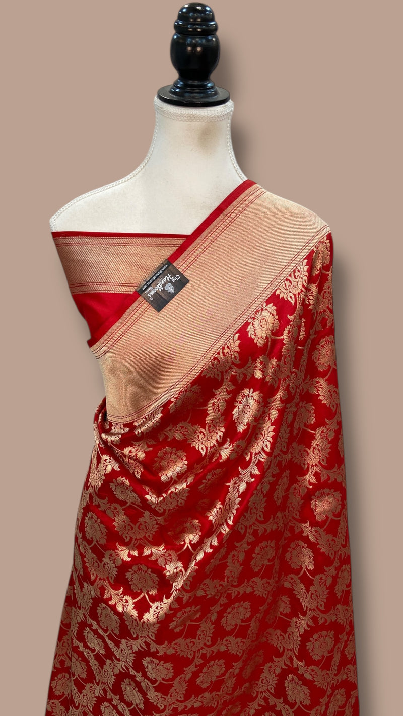 Pure Katan Silk Banarasi Handloom Saree - All Over Jaal Work