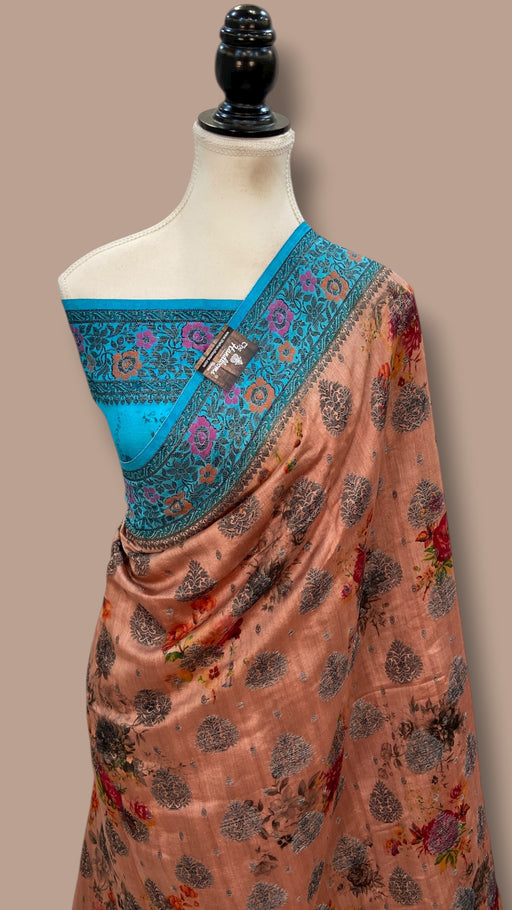 Pure Chiniya Silk Handloom Banarasi Saree Digital Print - The Handlooms