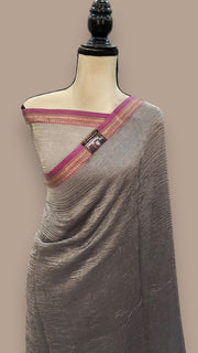 Pure Kora Tissue Crush Handloom Banarasi Saree - The Handlooms